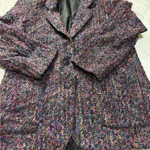 Elegant Multicolor Tweed Women's Blazer